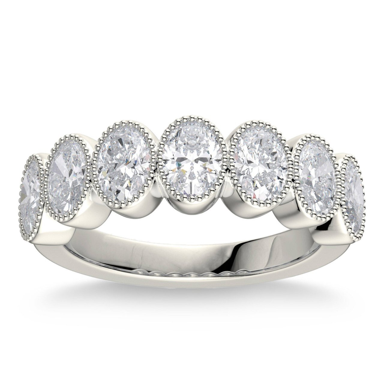 14K White Gold VS2 H 2.10 CTW Oval Cut Diamond Band - Image 1
