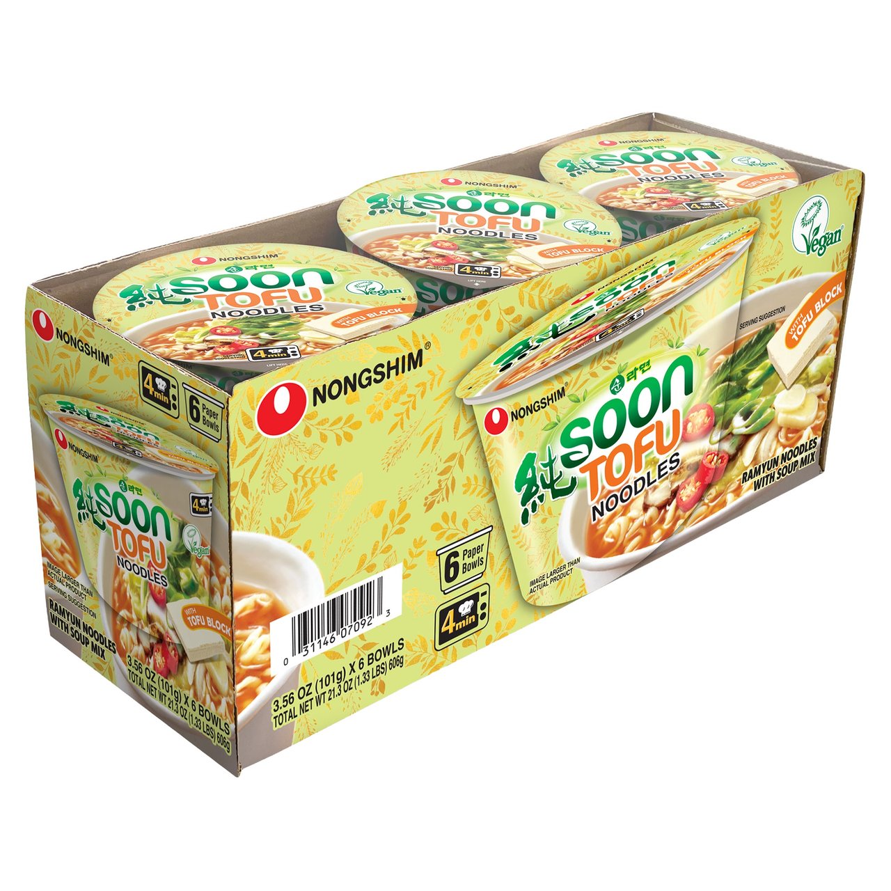 Nongshim Soon Tofu Noodles Big Cup, 3.56 oz, 6-Count - Image 1