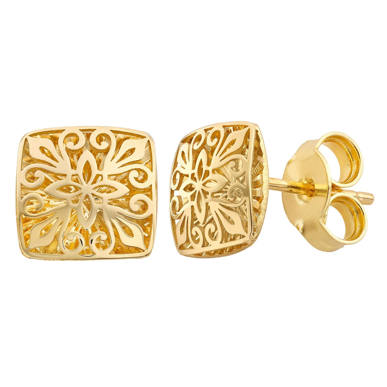 14kt Yellow Gold Fancy Square Stud Earrings - Image 1