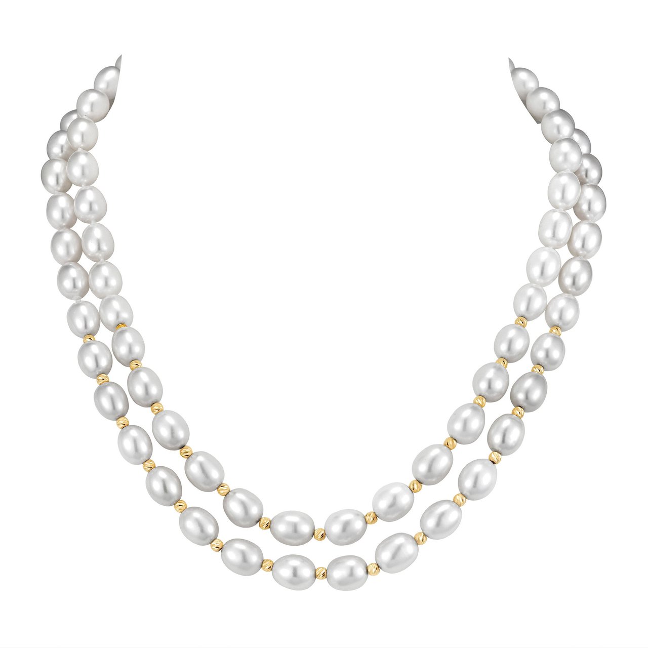 14kt Gold 8-9mm Freshwater Cultured Pearl 2-Row Necklace - Image 1
