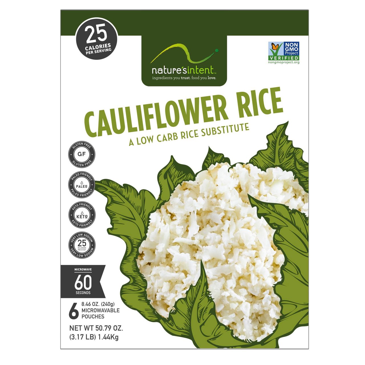 Nature's Intent Cauliflower Rice, 6-Pack, 8.5 oz Each