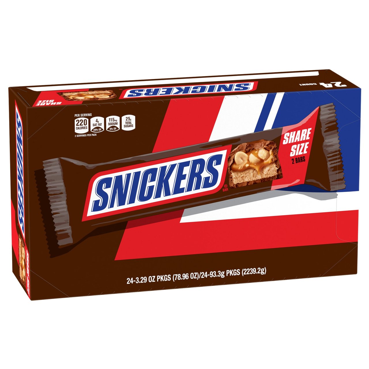 Snickers Share Size (2 Bars) 24 CT/3.29 oz - Image 1