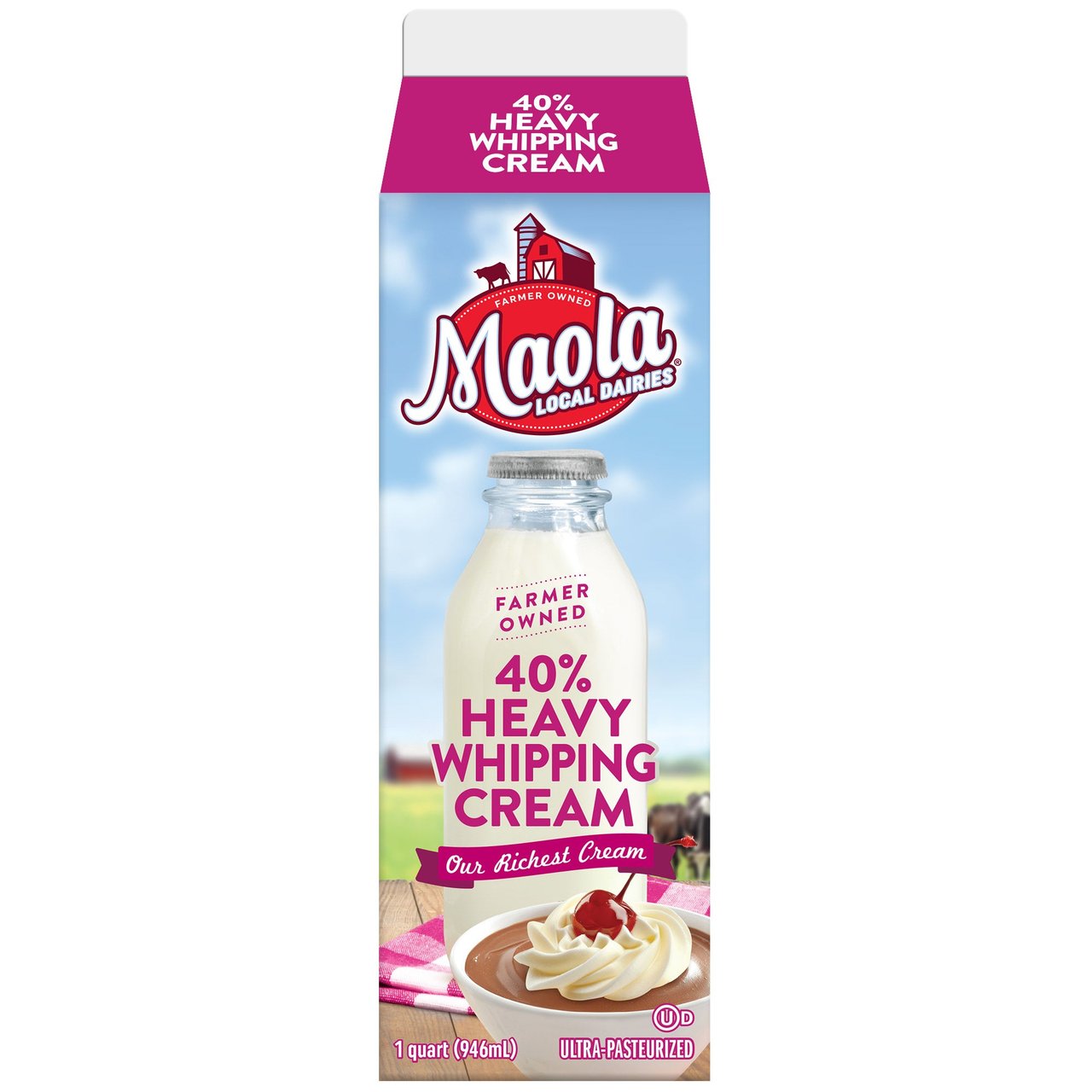 Maola 40% Heavy Whipping Cream, 32 oz - Image 1