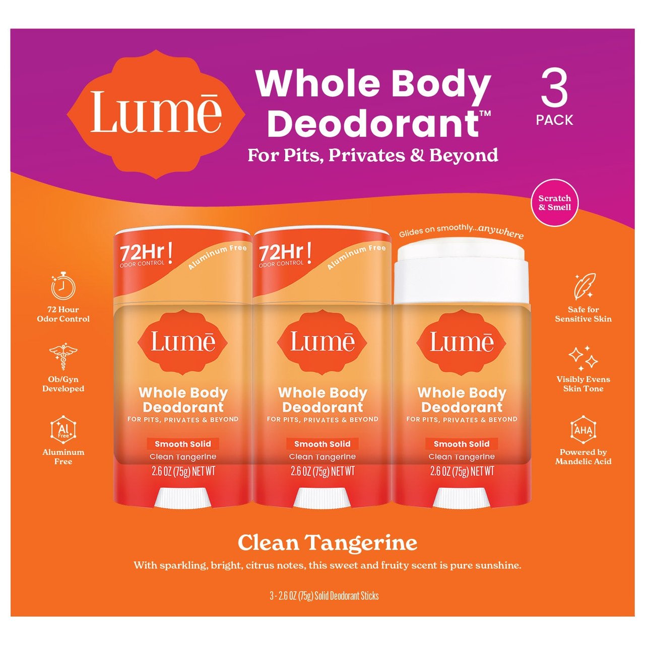 Lume Whole Body Deodorant, 3-Pack, 2.6 oz - Image 1