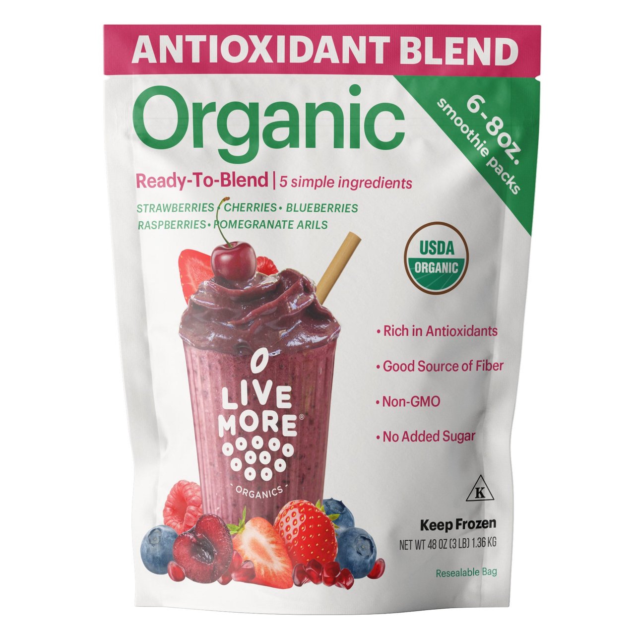 LiveMore Organics Antioxidant Berry Blend 6/8 OZ - Image 1