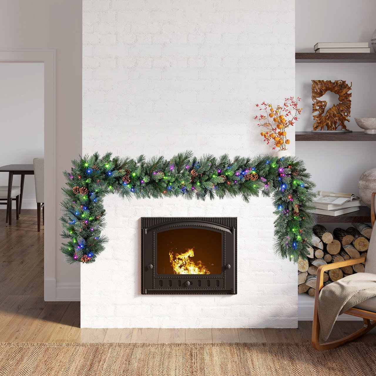 9' GREENERY GARLAND PRE-LIT - Image 1