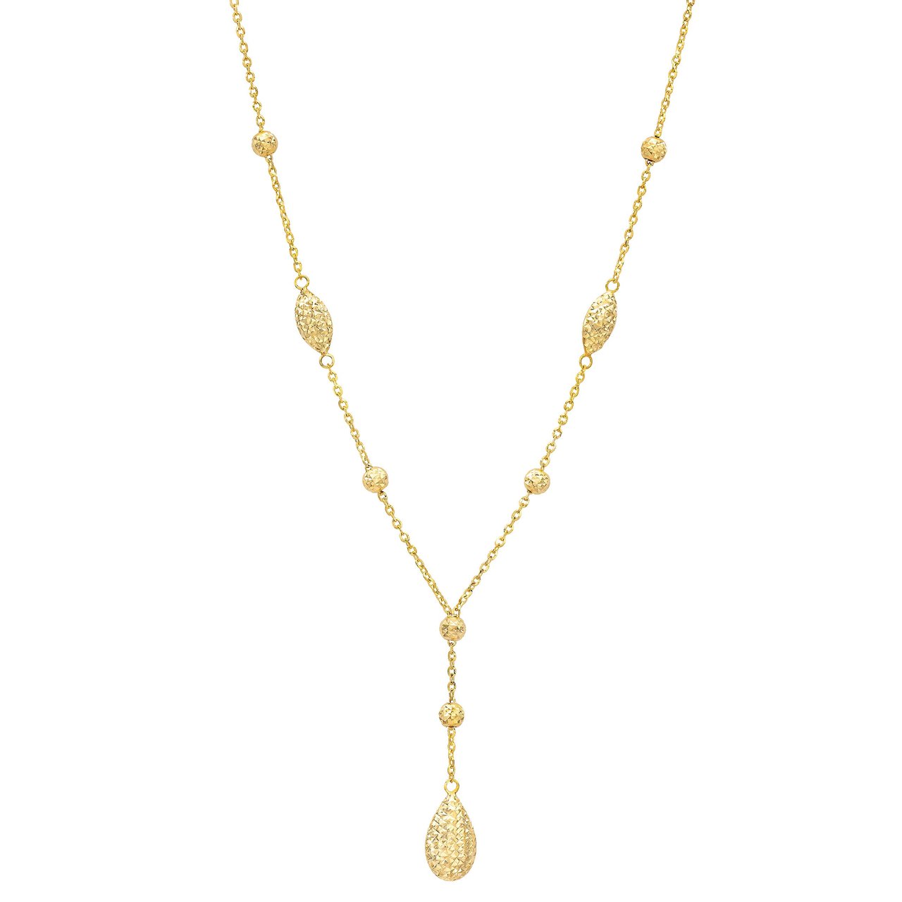 14kt Yellow Gold Diamond-Cut Pear Lariat Necklace, 18", Made in Italy - Image 1