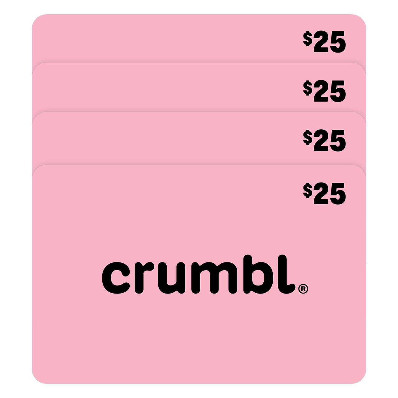 Crumbl Cookies Four $25 Gift Cards