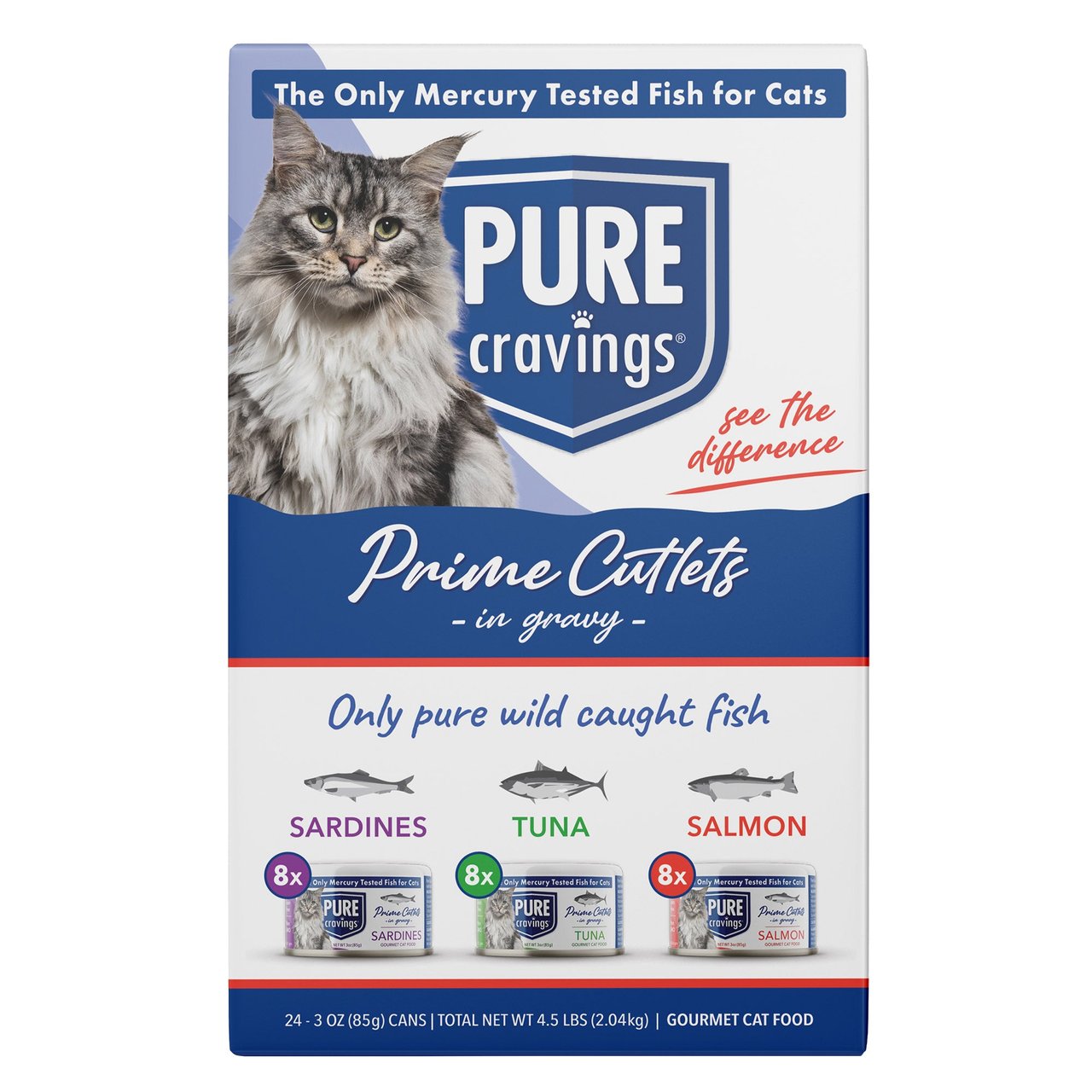 Pure Cravings Prime Cutlets in Gravy Cat Food Variety Pack, 24 Count, 3 oz Each - Image 1