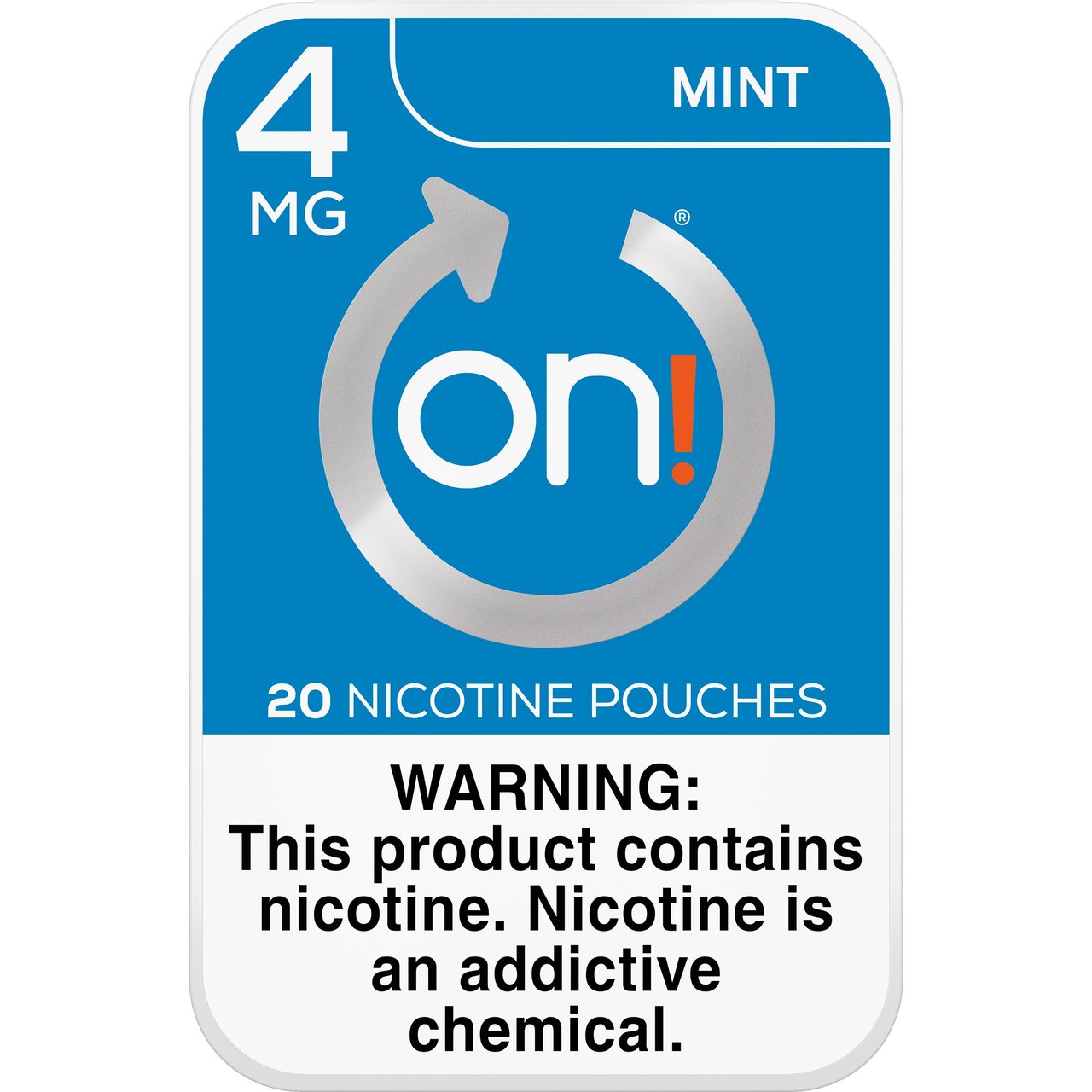 ON! Mint 4mg Nicotine Pouches, 5-Can Roll (20 Count per Can) - Image 1