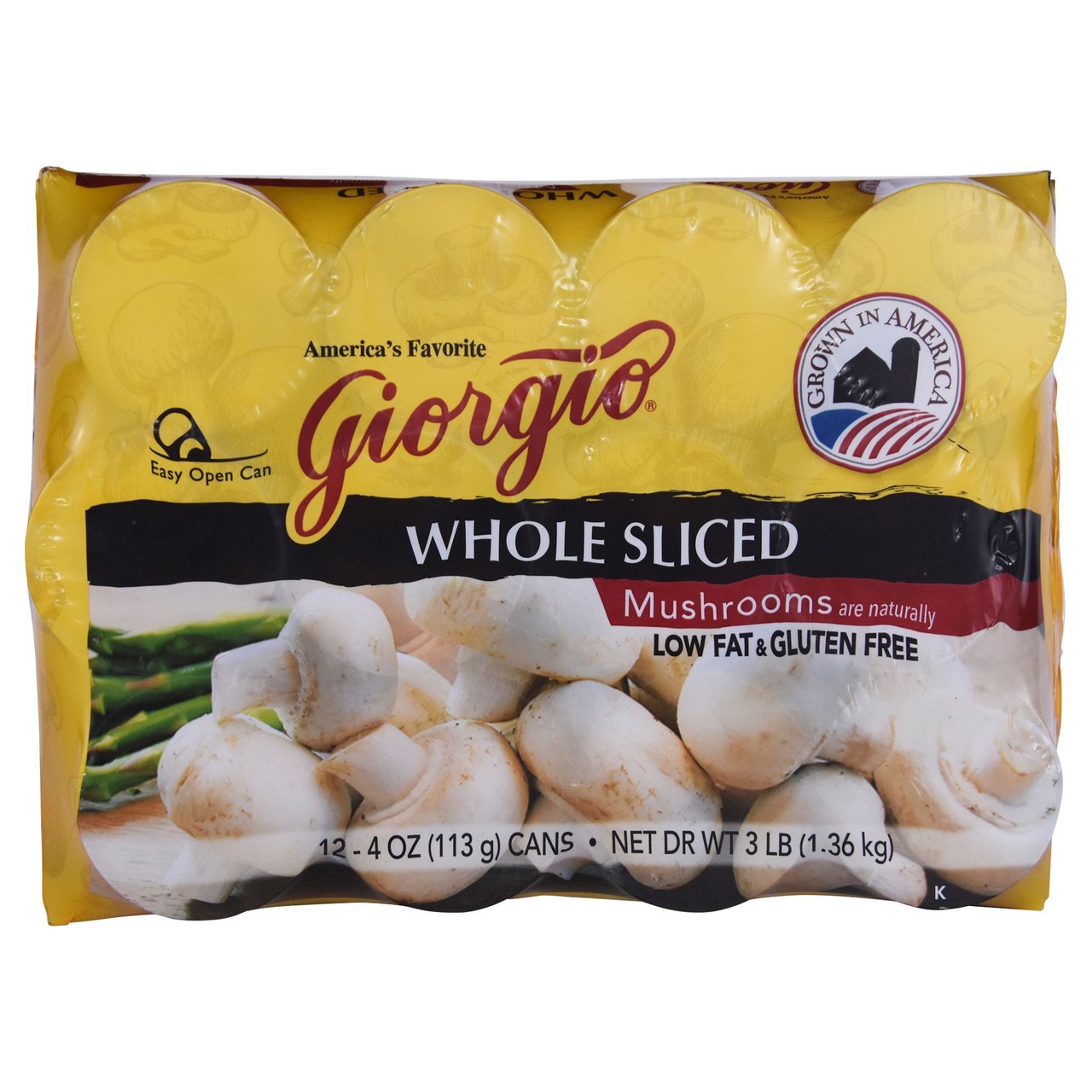 Giorgio Domestic Sliced Mushrooms, 12/4 oz (3 lbs) - Image 1