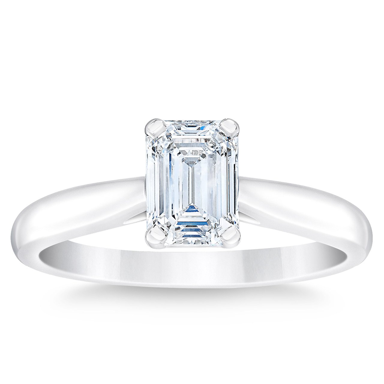 1.00 ct Emerald Cut Platinum Solitaire Ring, VVS1 Clarity, G Color - Image 1