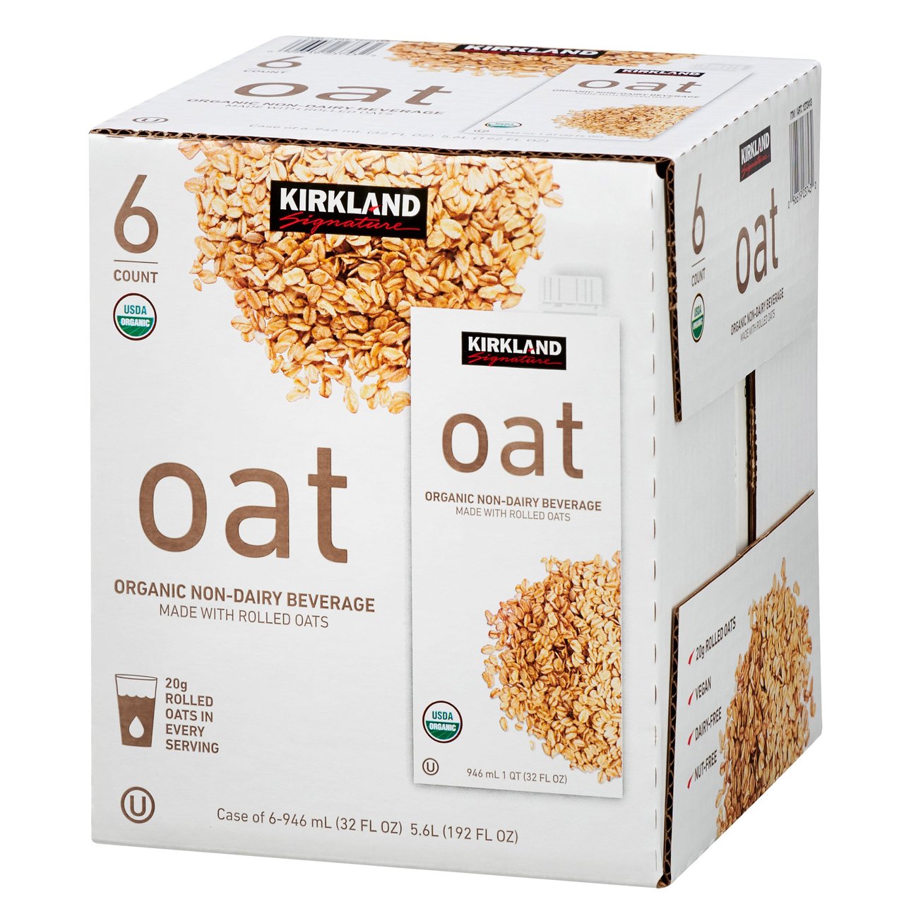 Kirkland Signature Organic Oat Beverage, 6 Count, 32 oz - Image 1