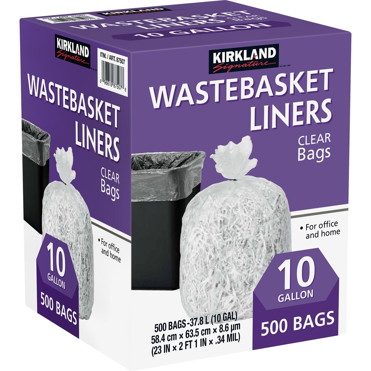 Kirkland Signature 10 Gallon Wastebasket Liner 500 Count Box - Image 1