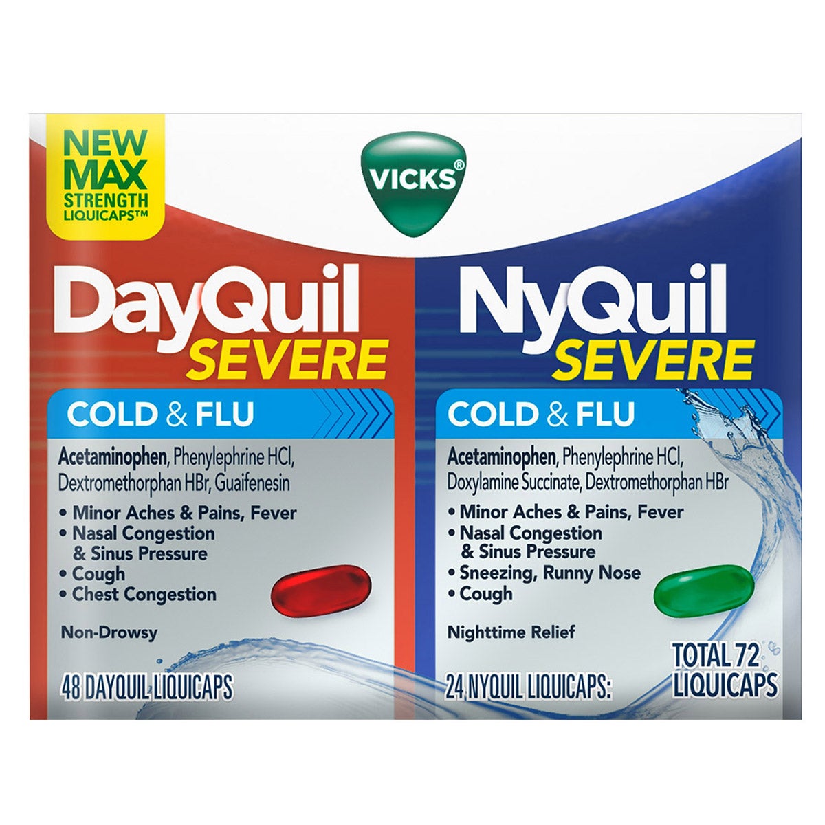 Vicks DayQuil/NyQuil Severe Cold & Flu 72 LiquiCaps - Image 1