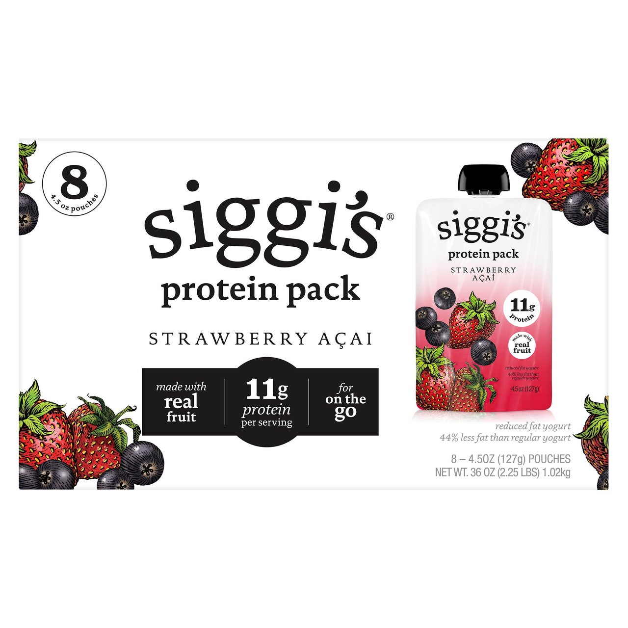 Siggi's Protein Pack Strawberry Acai, 4.5 oz, 8-Count - Image 1