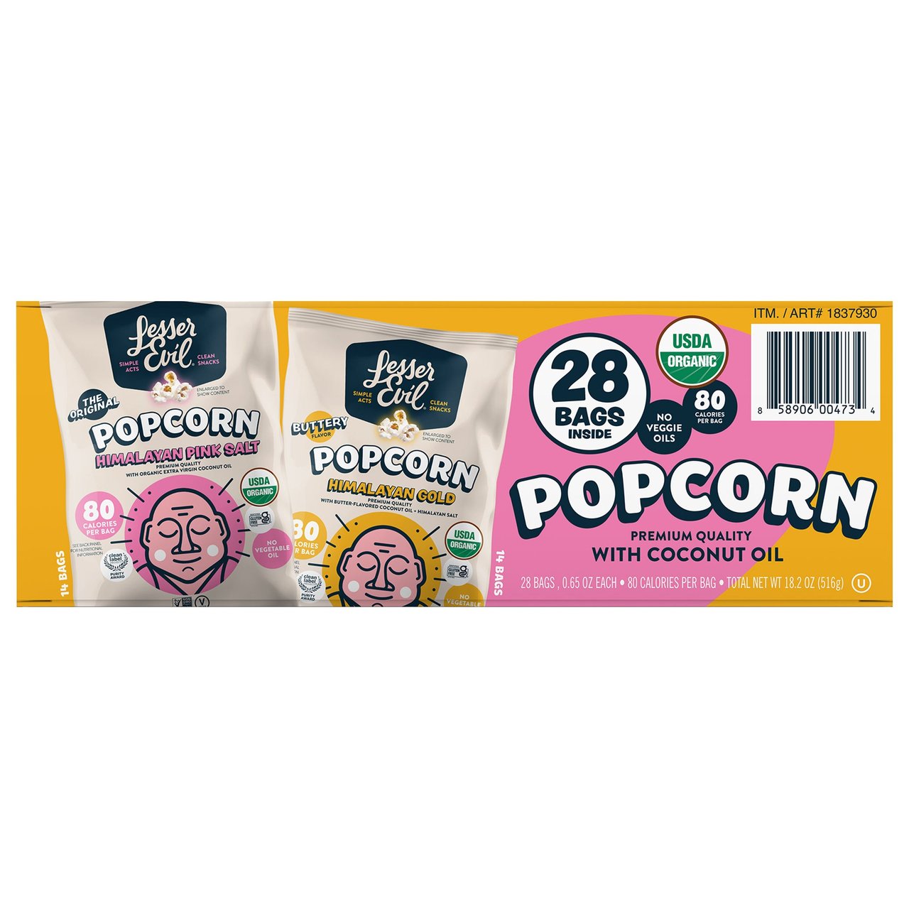Organic Lesser Evil Popcorn Variety 28 / .65 oz - Image 1