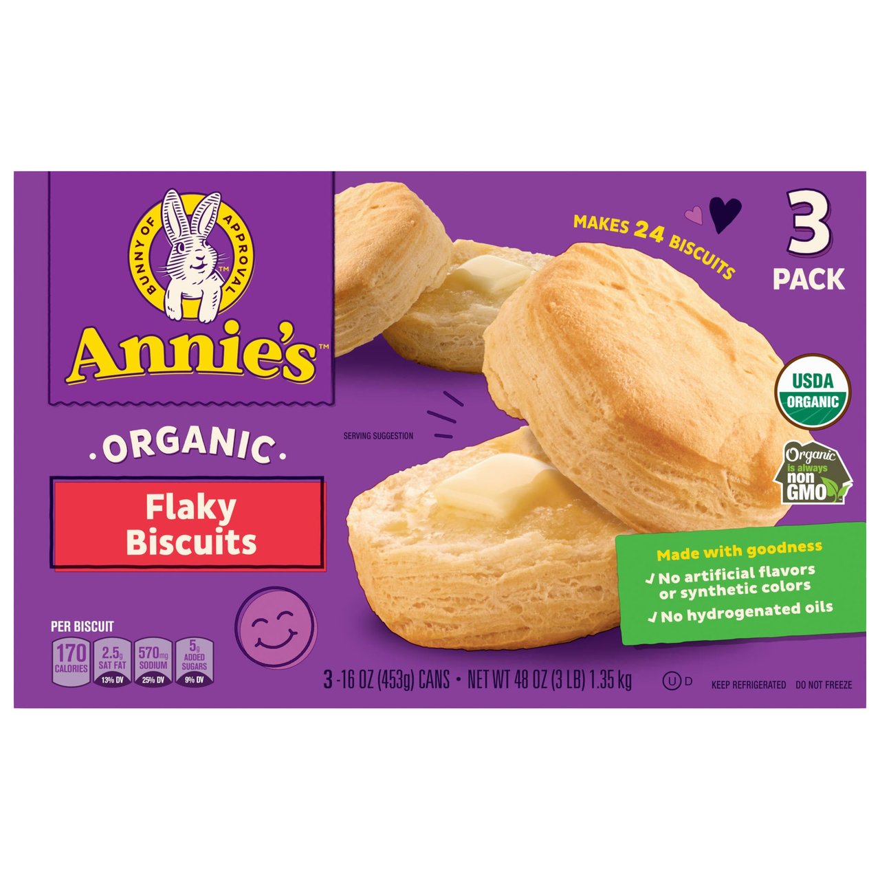 Organic Annie's Flaky Biscuits 3 Pack 16 Ounces Each - Image 1