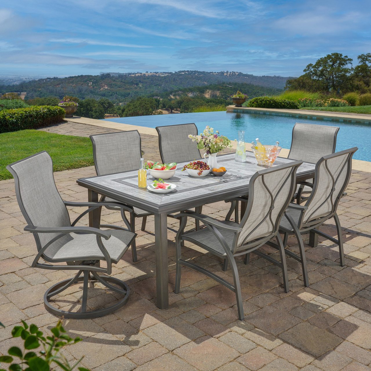 Sunvilla Hayden 7-Piece Sling Dining Set - Image 1