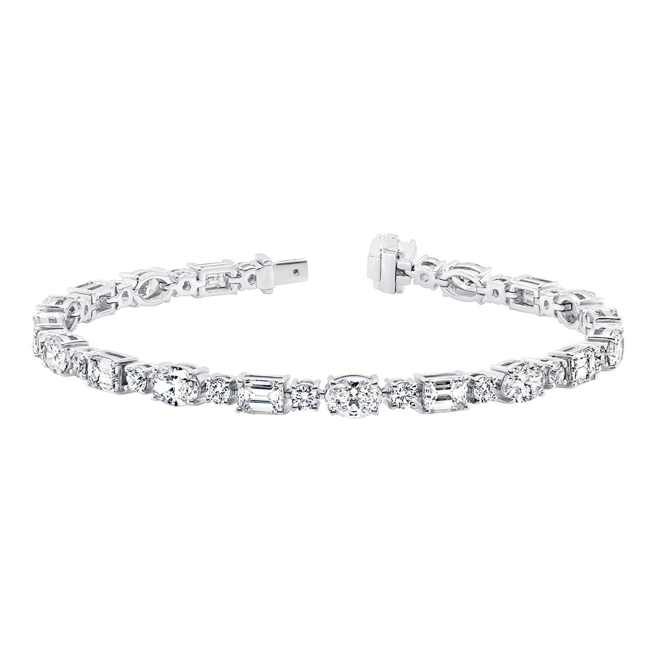 18kt White Gold VS2 G 9.4 CTW Multi Cut Diamond Tennis Bracelet - Image 1