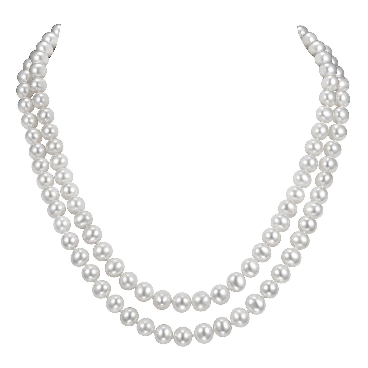 14kt White Gold Freshwater Cultured Pearl Double Strand Necklace - Image 1