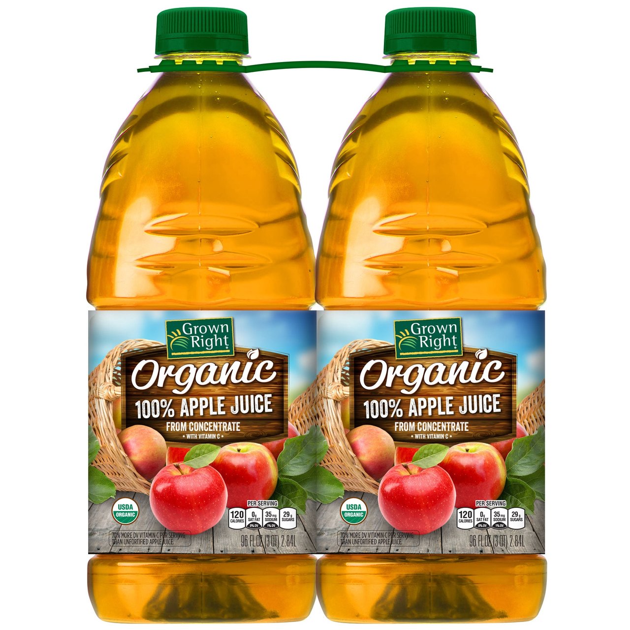 Grown Right Organic 100% Apple Juice, 2 x 96 oz - Image 1