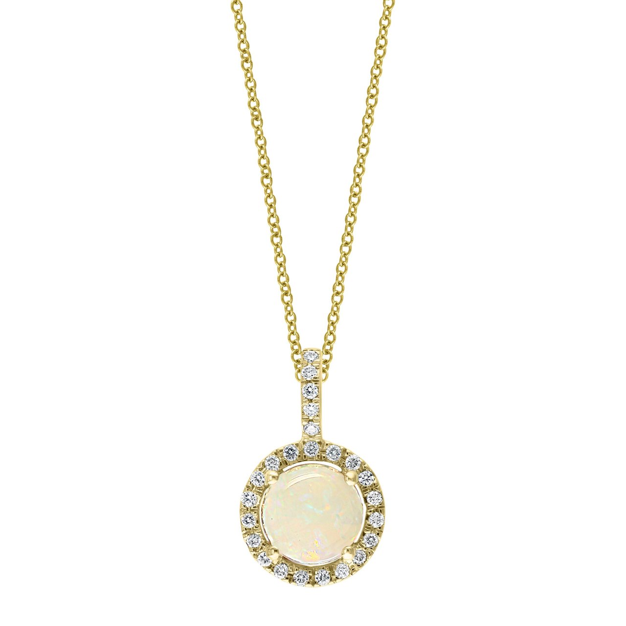 14KT Yellow Gold VS2 I 0.11CTW Diamond & Australian Opal 18" - Image 1