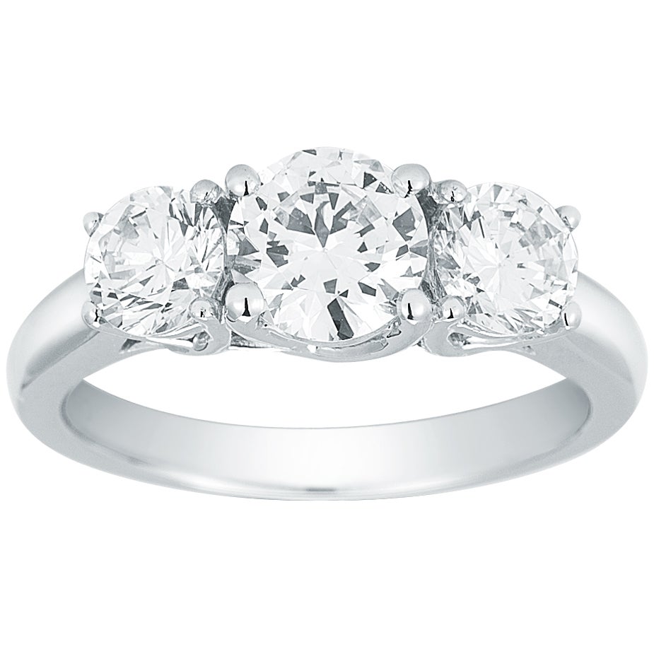 Platinum VS2, I 2.00 CTW Round Diamond Three Stone Ring (0.90 CTR) - Image 1