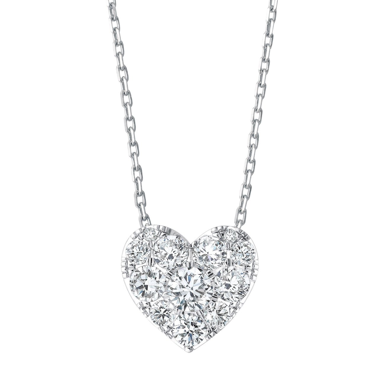 14KT White Gold VS2 I 0.75CTW Round Diamond Heart Necklace - Image 1