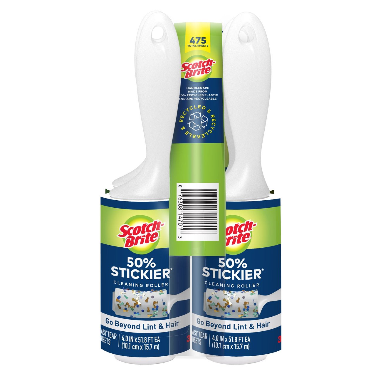 3M Scotch-Brite Lint Roller 50% Stickier 5-Pack, 95 Sheets per Roller - Image 1