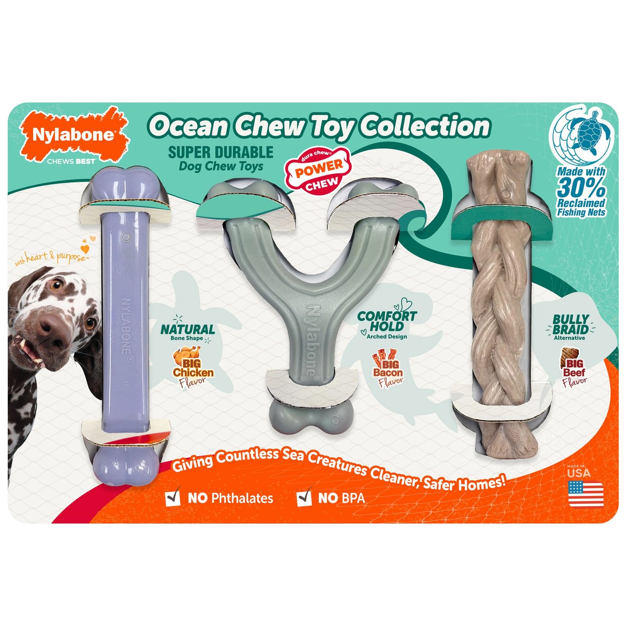 Nylabone Love the Oceans Dog Chew 3 Pack - Image 1