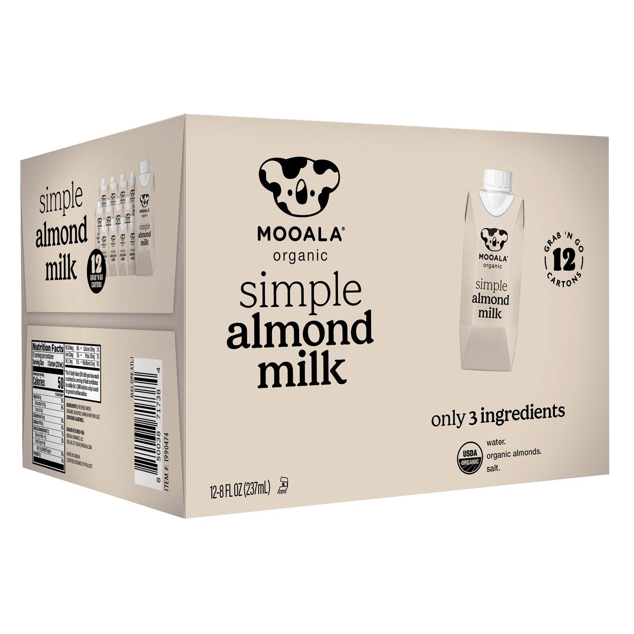 Mooala Organic Simple Almond Milk, 8 fl oz, 12-Count - Image 1