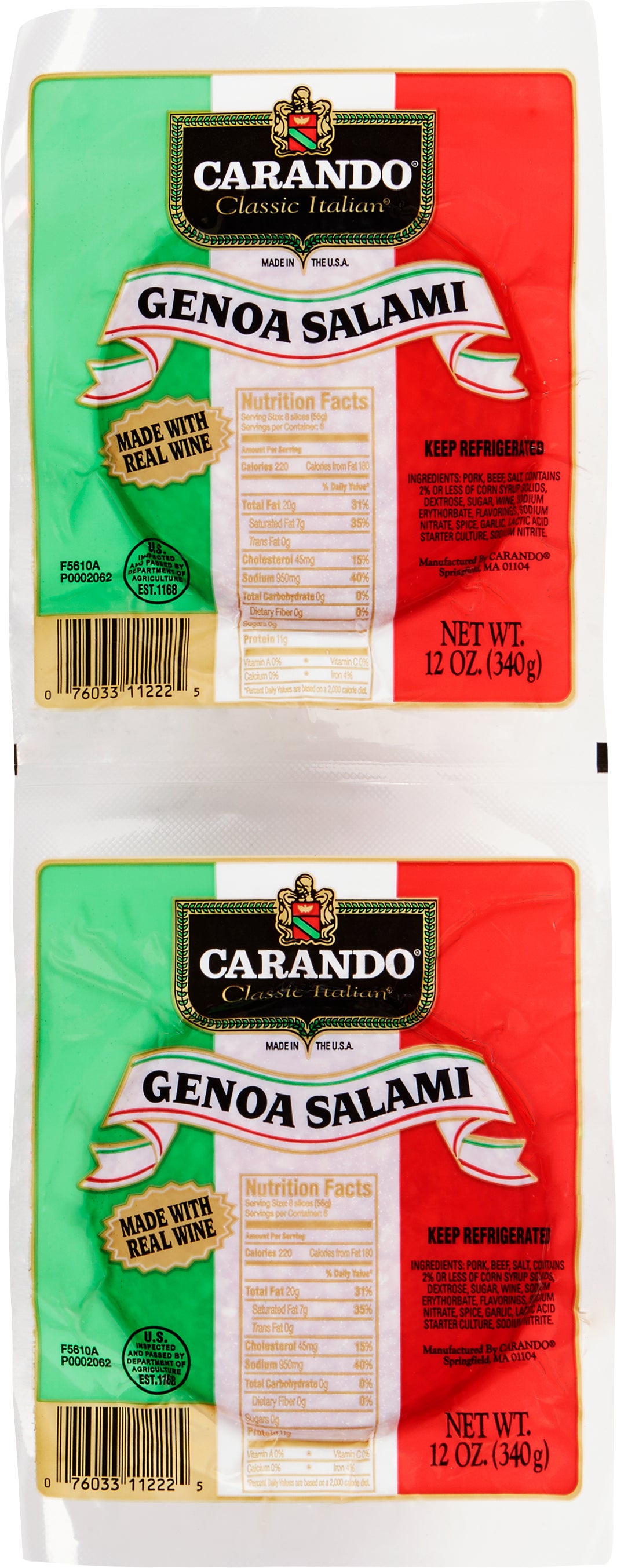 Carando Sliced Genoa Salami, 2 Pack, 12 oz Each