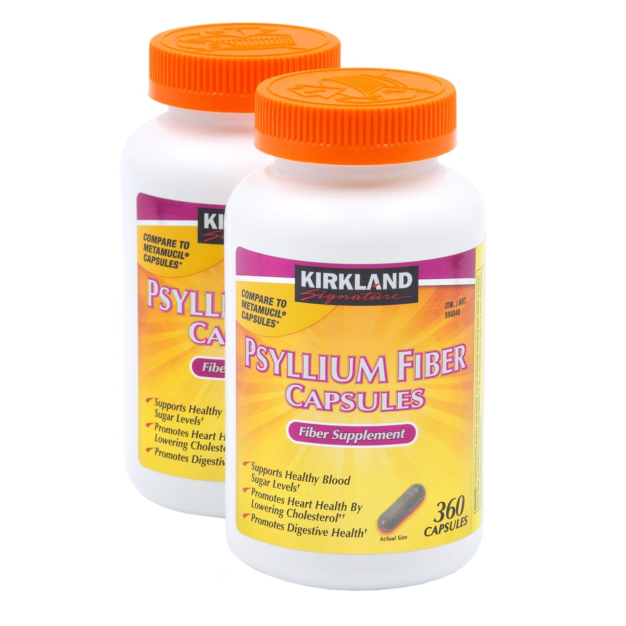Kirkland Signature Psyllium Fiber Capsules, 2 x 360 Count