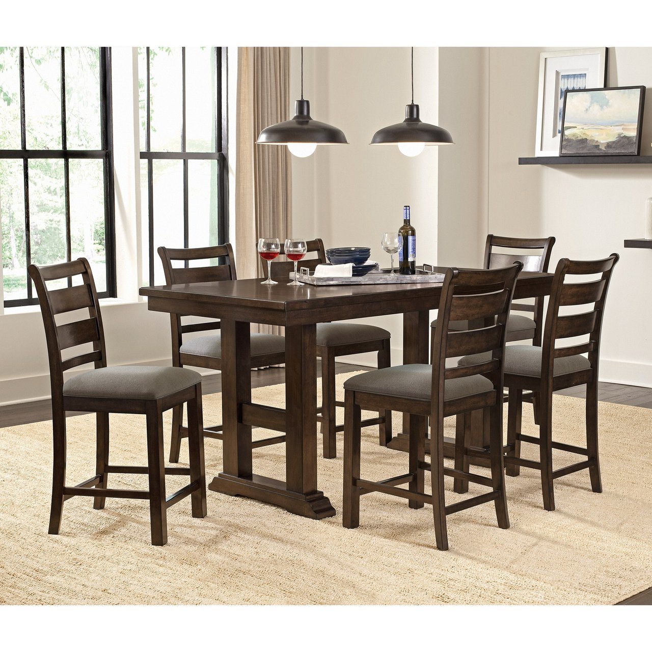 Universal Broadmoore Blaine 7-Piece Rectangular Counter Height Dining Set - Image 1