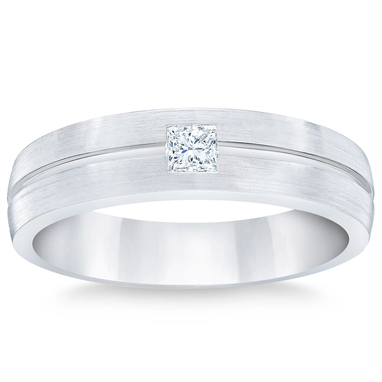 Platinum VS2 I 0.20 ctw Princess Cut Diamond Men's Band - Image 1