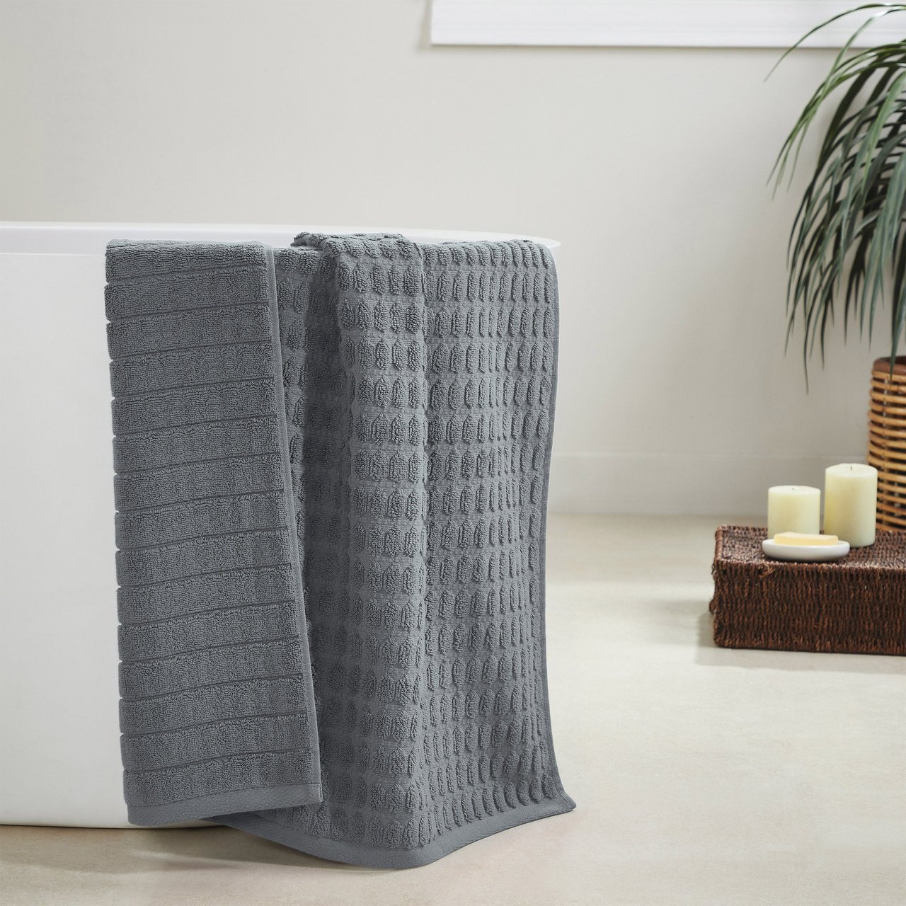 Textured Bath Towel 2-Ply Air Rich Assorted Colors - Image 1