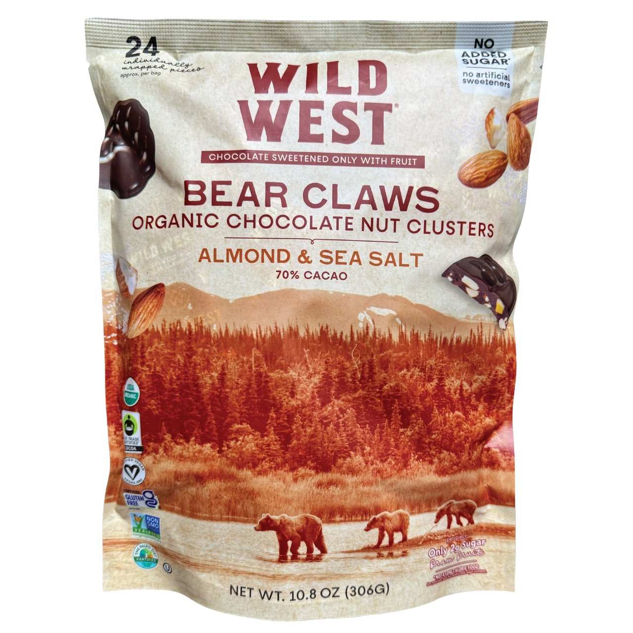 WILD WEST ORGANIC CHOCOLATE NUT CLUSTERS 10.8 OZ (0.675 LBS) - Image 1