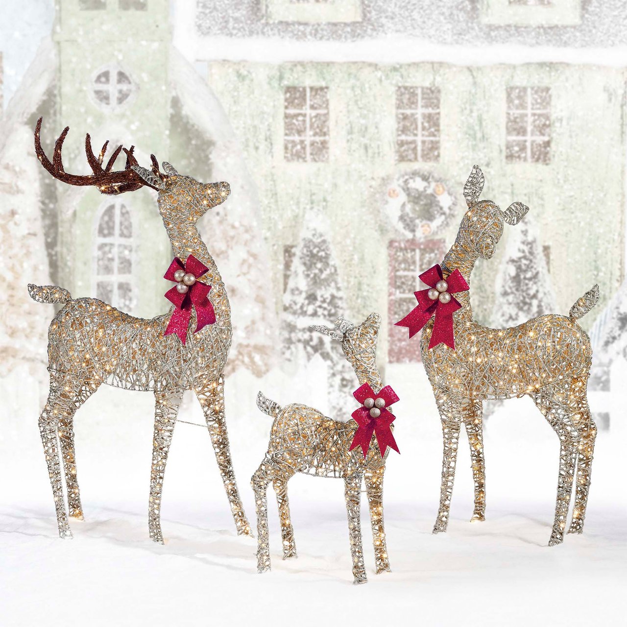 LED DEER FAMILY SET OF 3 INDOOR/OUTDOOR
