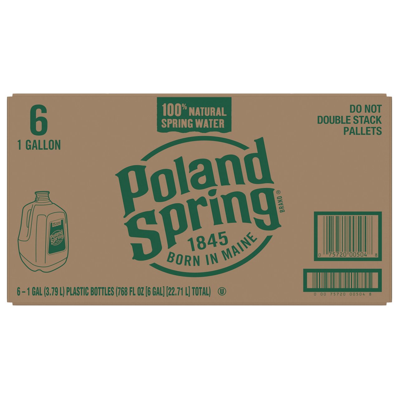Poland Spring 100% Natural Spring Water, 6/1 Gallon Jugs (24 QTS) - Delivered - Image 1