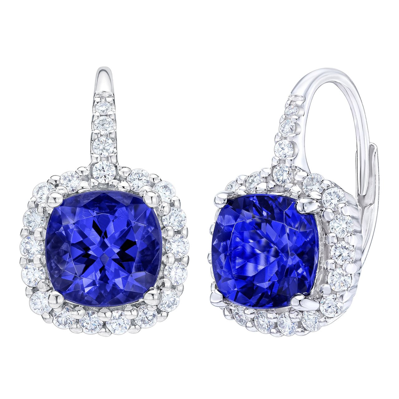 14kt White Gold VS2, I 0.45ctw Diamond and Tanzanite Earrings - Image 1