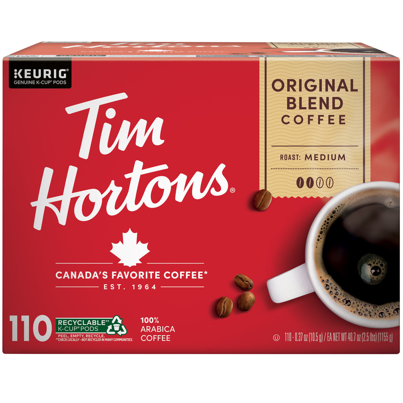 Tim Hortons Original Blend K-Cup Pods, 110 Count - Image 1