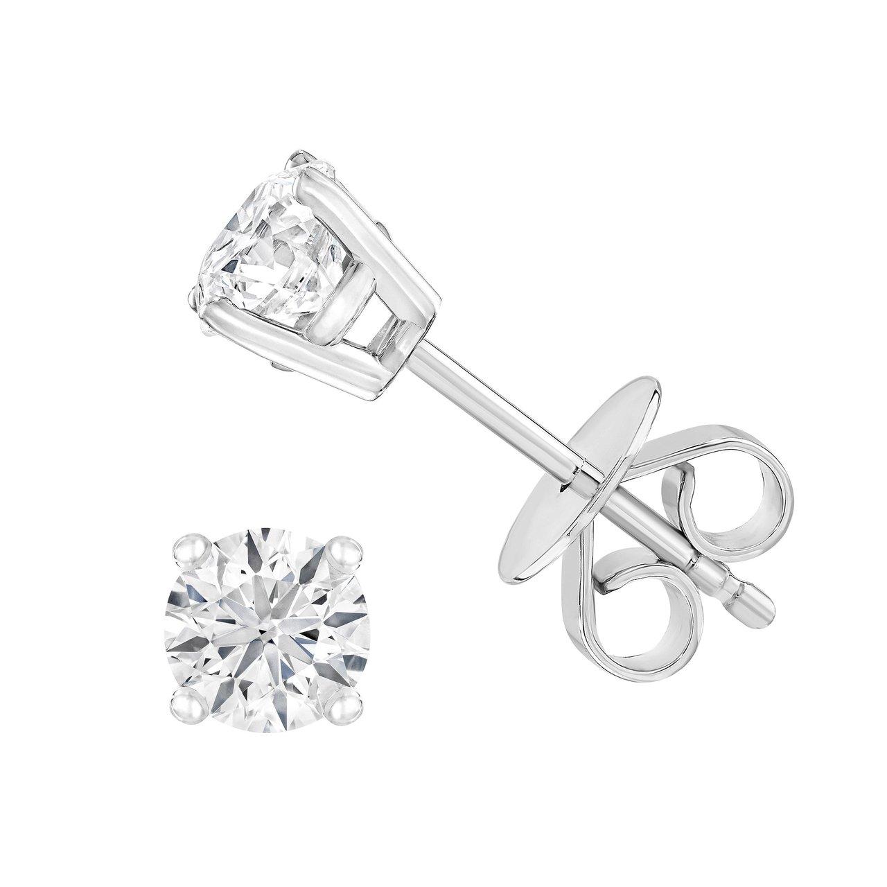 14kt White Gold VS2 I 0.80ctw Round Diamond Stud Earrings - Image 1
