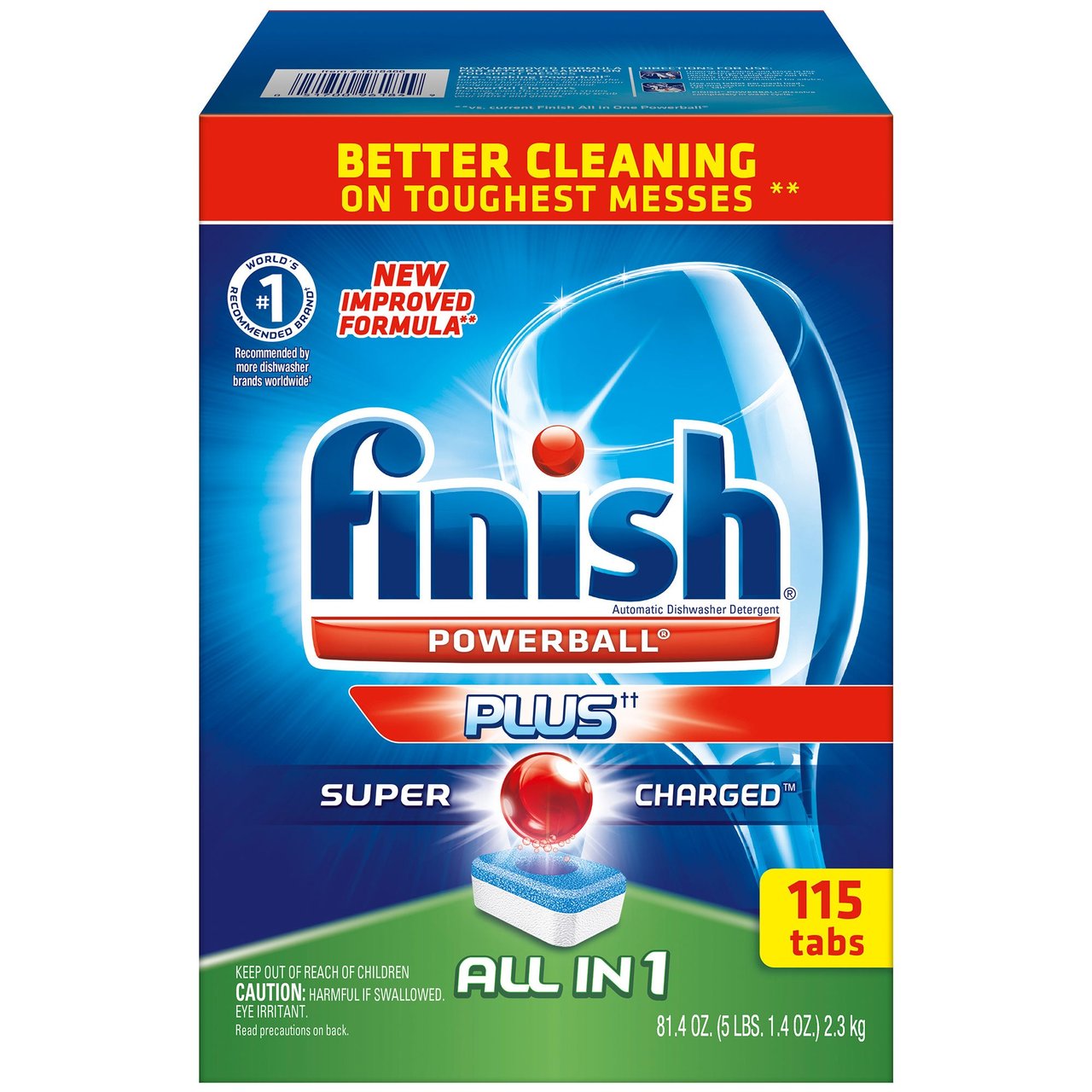 Finish All-in-1 Plus Powerball Dishwasher Tabs, 115 CT