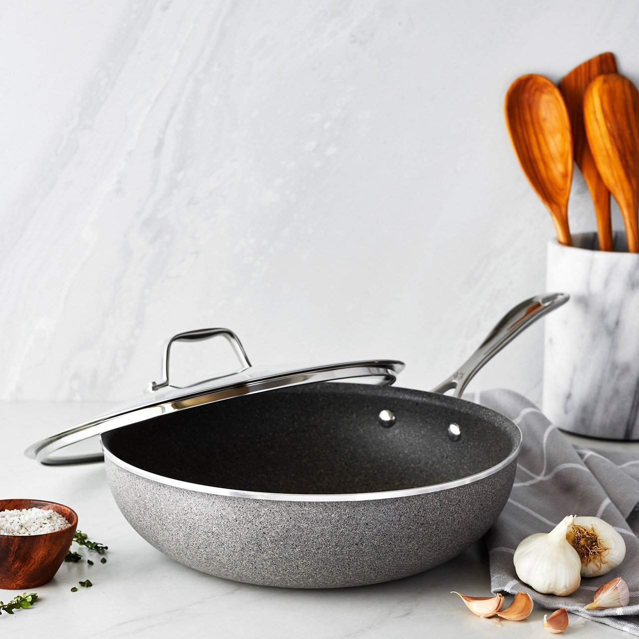 Henckels Capri Granitium Perfect Pan with Lid, 4.4 Quart - Image 1