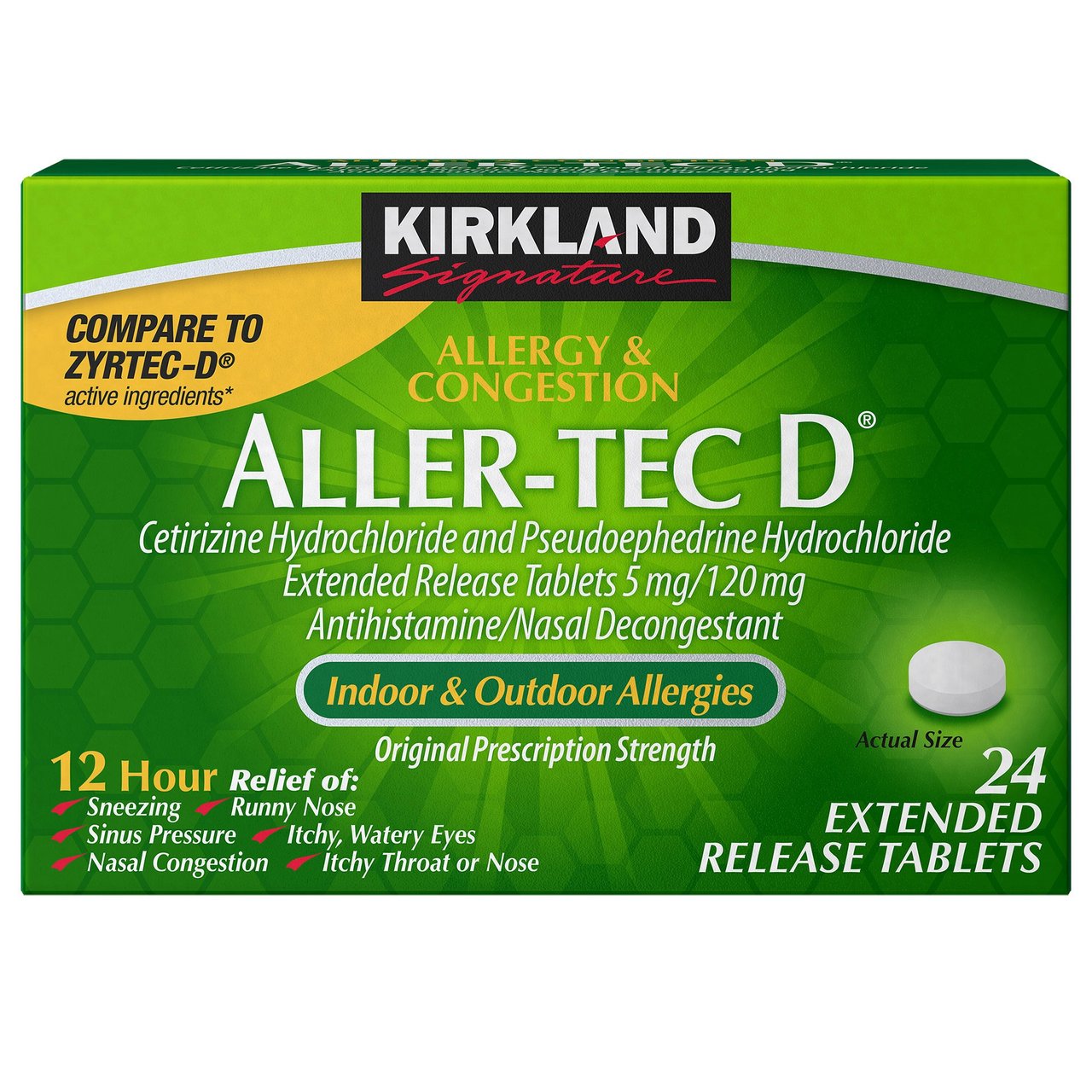 Kirkland Signature Aller-Tec D 12 Hour Extended Release 24 CT - Image 1