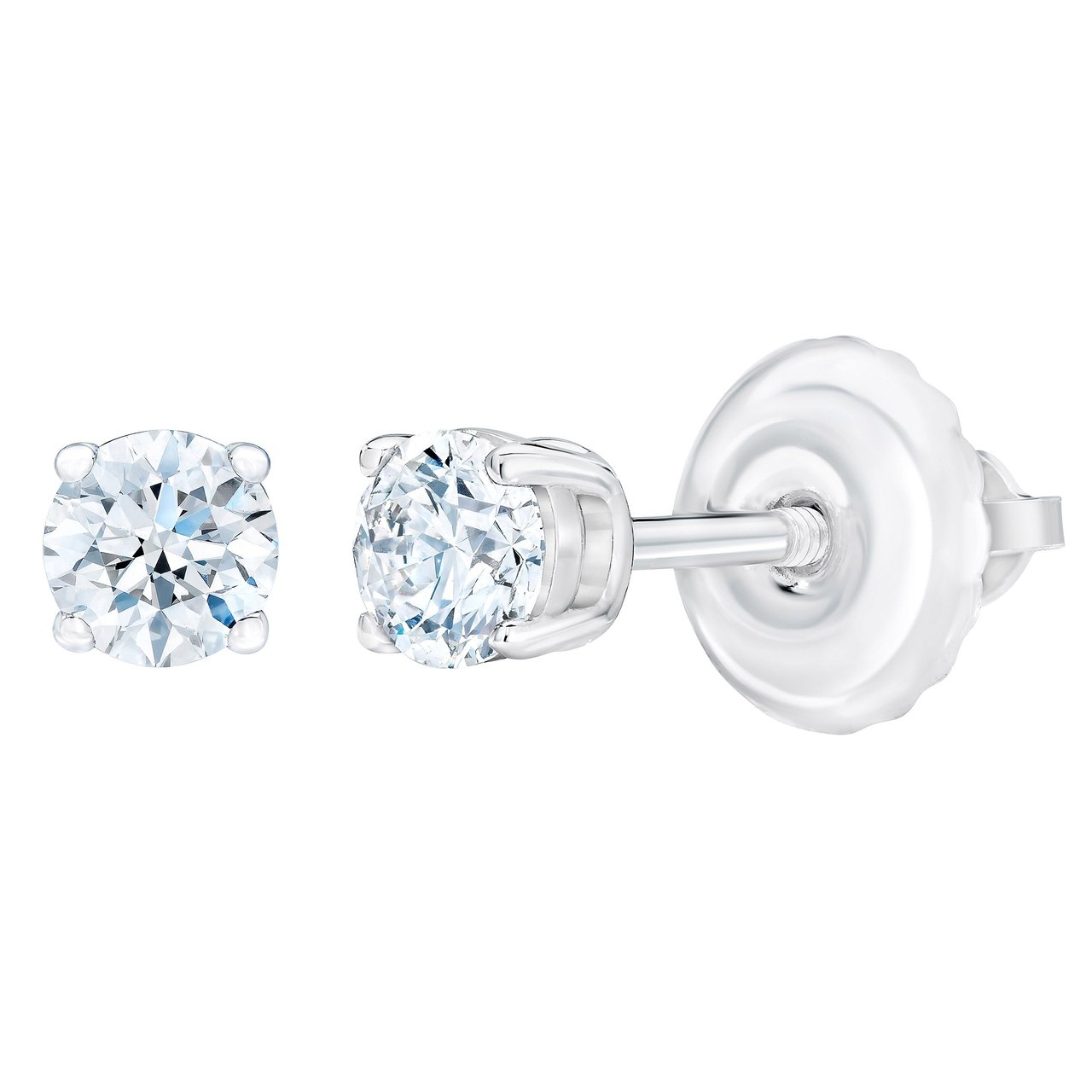 14kt White Gold VS2 I .23ctw Round Brilliant Diamond Screwback Stud Earrings - Image 1