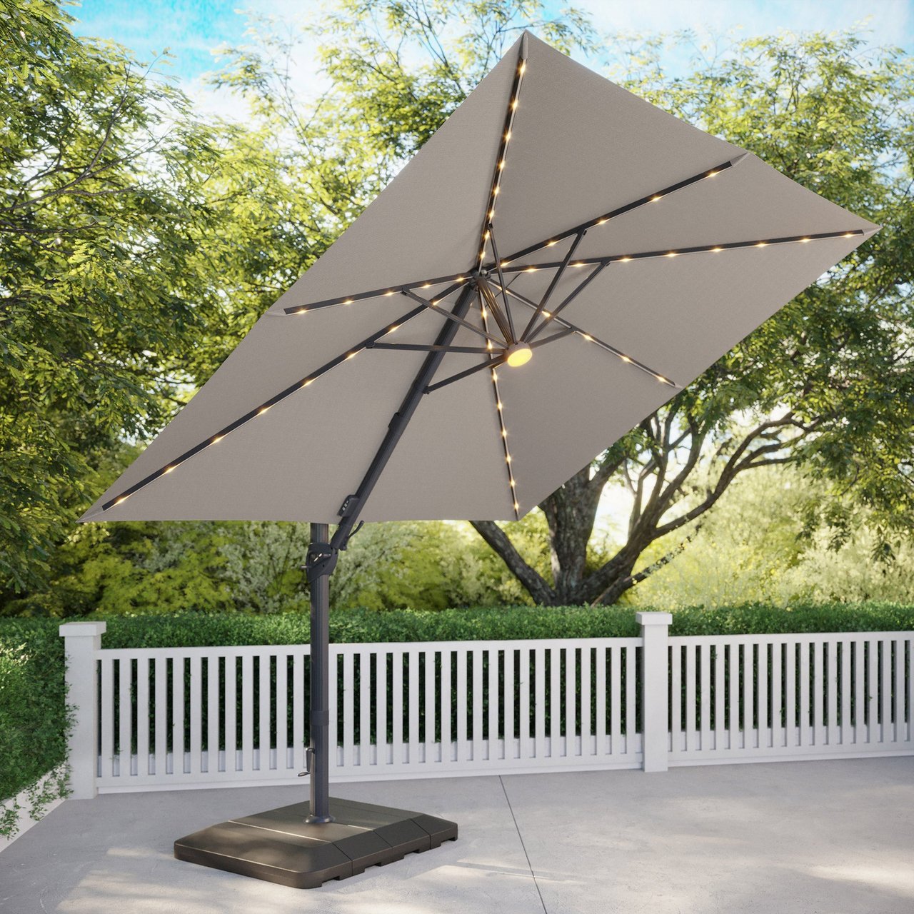 10 ft patio umbrella costco Costco - Seasons Sentry 10ft Square Solar LED Cantilever Umbrella B