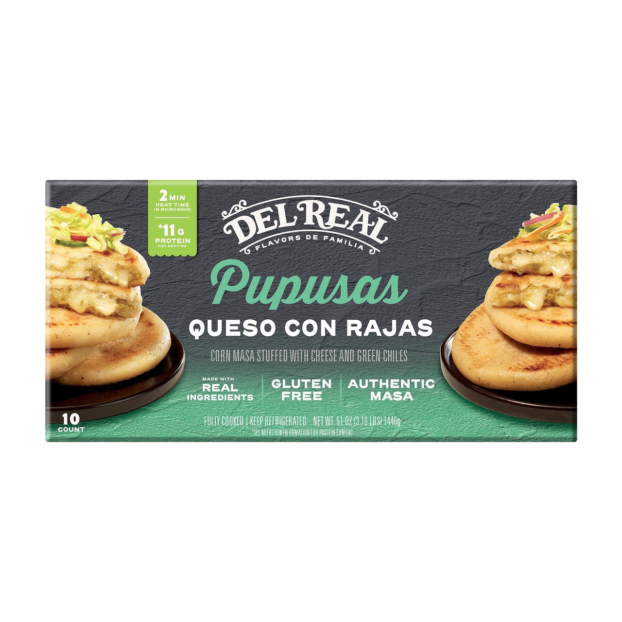Del Real Queso and Rajas Pupusas 51 oz - Image 1