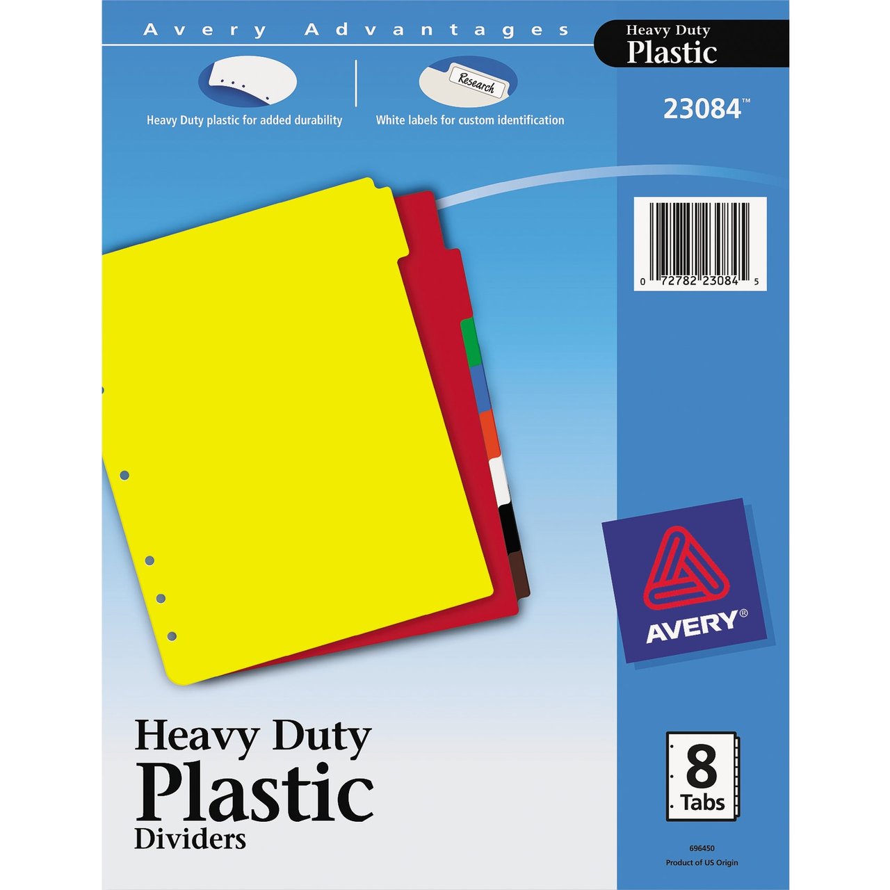 Avery 8-Tab Recyclable Write-On Plastic Dividers, AVE23084KT, 3-Pack
